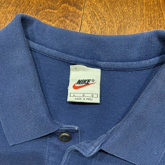 Nike Vintage White Tag Blue Tonal Cotton Polo Shirt Men's Size Large - Picture 5 of 8